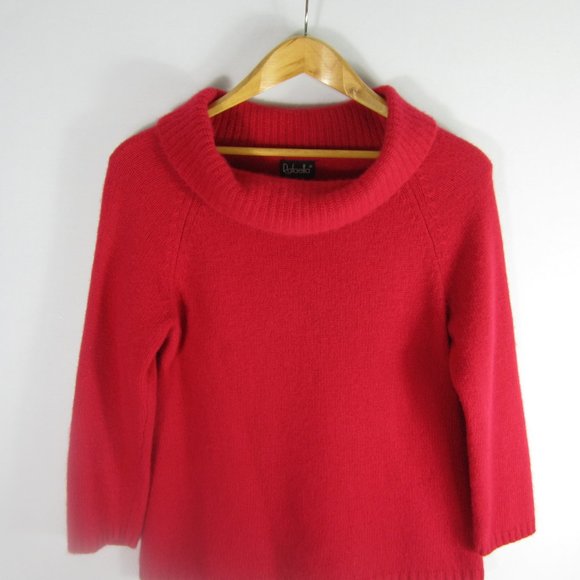 Vtg Rafaella Womens Medium Pink 3/4 Sleeve Angora Lambswool Cowl Neck Sweater M - Picture 7 of 7